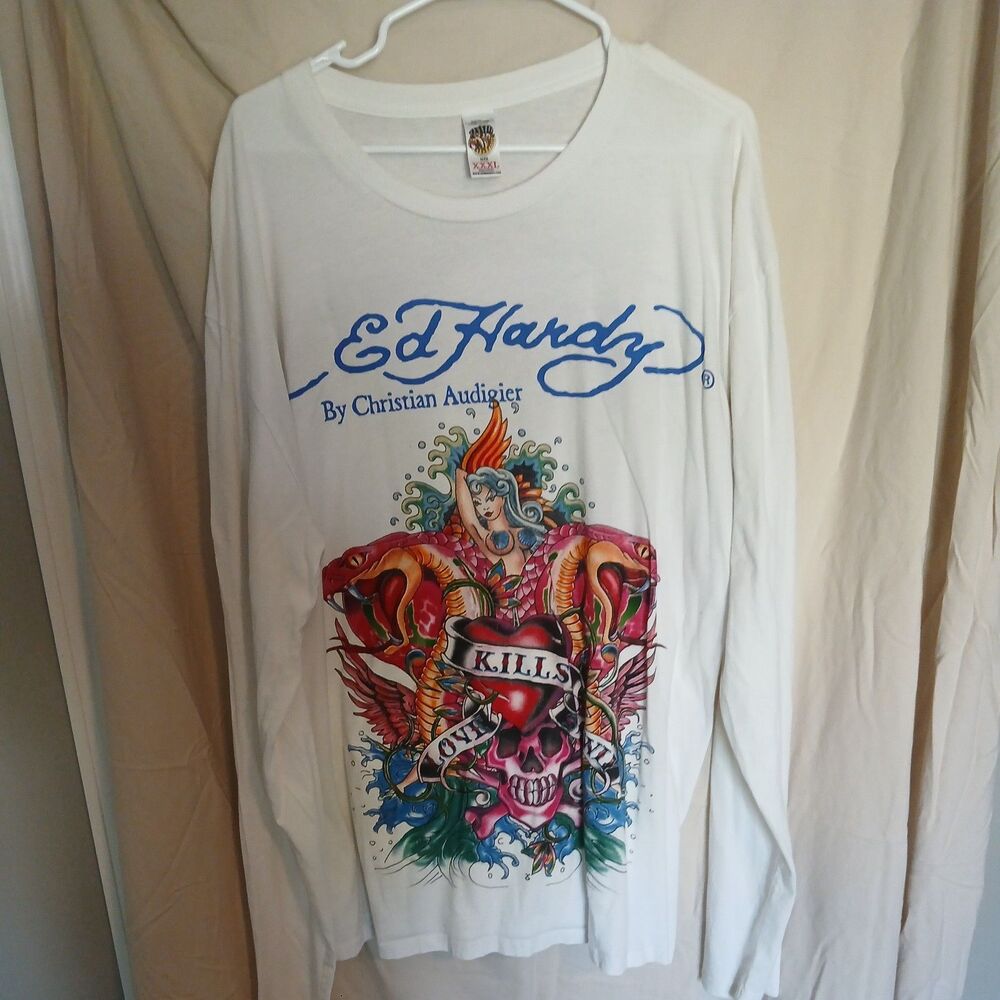 Ed Hardy Men's 3XL Christian Audigier Streetwear Vintage Y2K Distressed